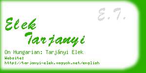 elek tarjanyi business card